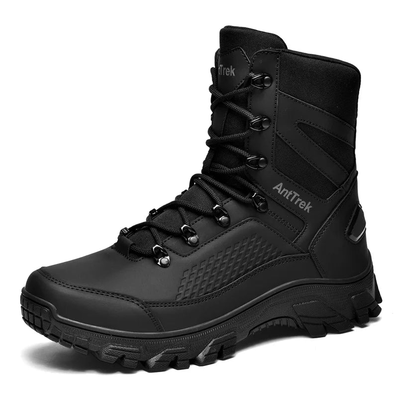 Men's High Top Anti Slip Hiking Boots Waterproof Outdoor Mountaineering Climbing Shoes Lac-Up Tactical Boots Trail Hunting Boots