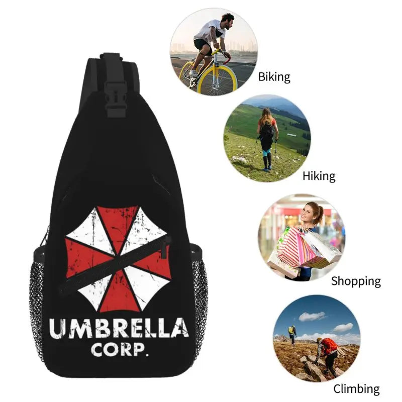 Umbrella Corporation Sling Chest Bag Daily Durable Waterproof Shoulder Crossbody Backpack for Men Women Travel Hiking Daypack