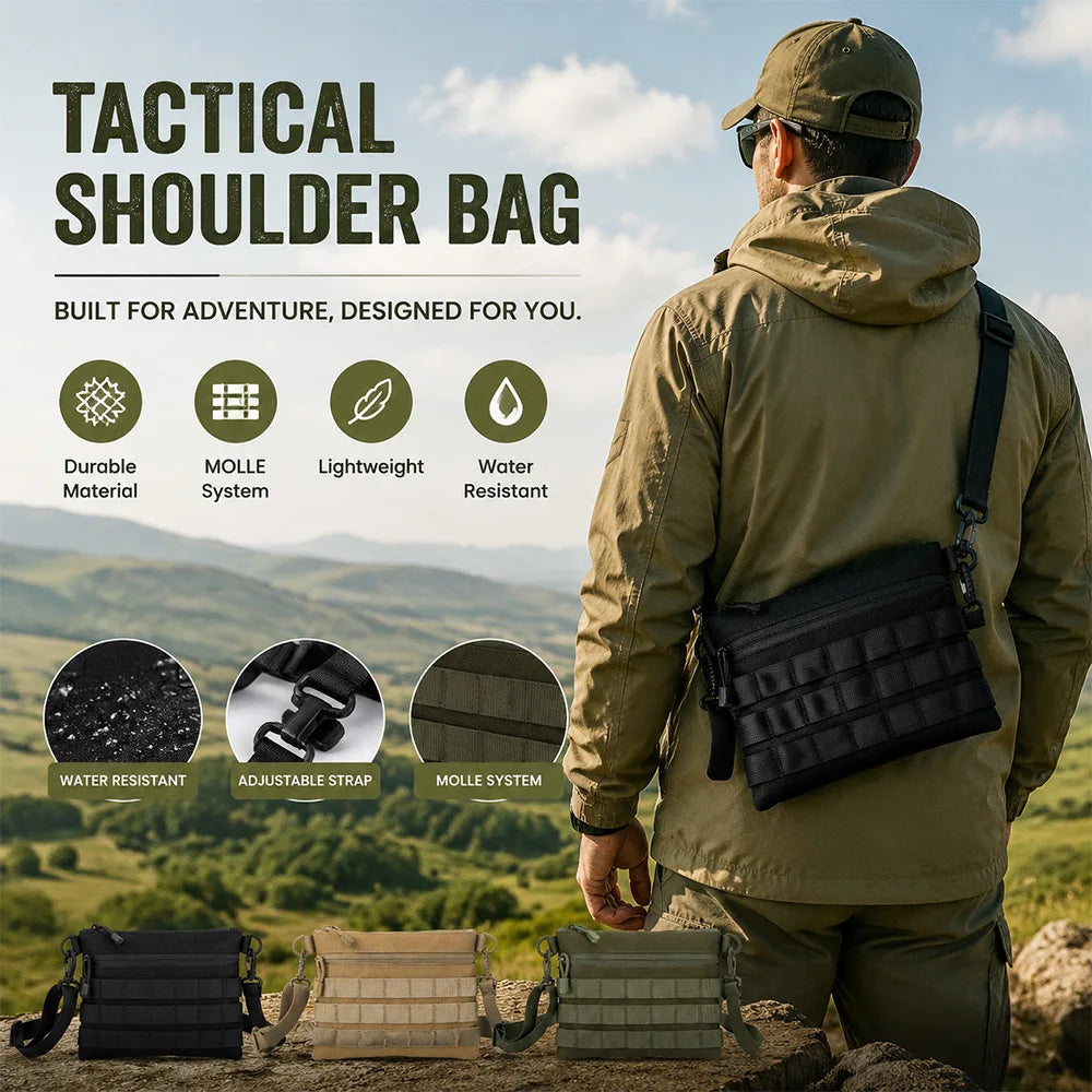 Tactical MOLLE Crossbody Bag Portable 600D Nylon Chest Bag Outdoor EDC Shoulder Bag for Daily Commute Outdoor Hiking