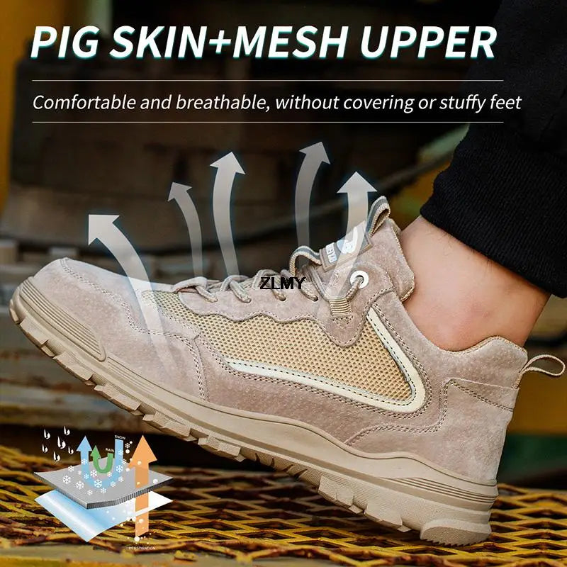 Men Safety Shoes Without Metal Puncture Proof Plastic Toe Work Safety Boots Insulation 6KV Man Work Shoes Reflective Male Shoes