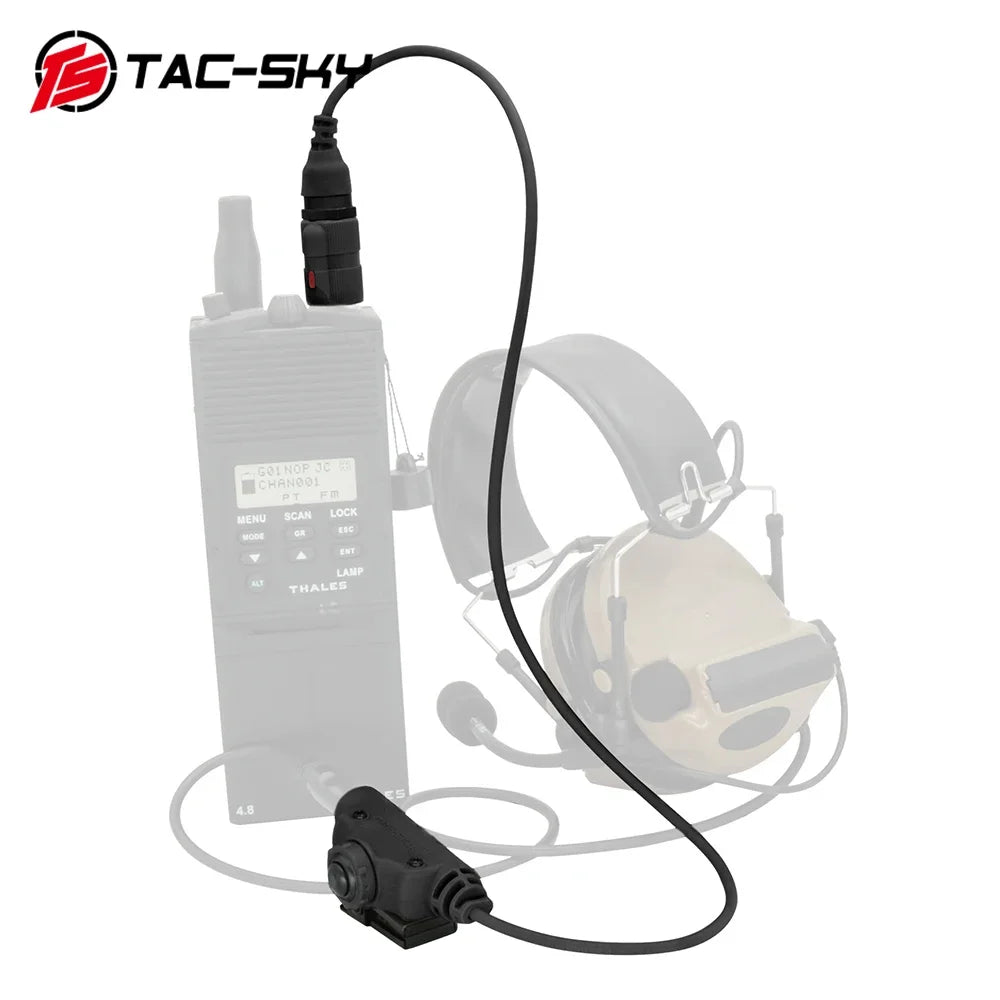 TS TAC-SKY Tactical Airsoft Sports Headset PTT Adapter 6 Pin V2 U94 PTT Compatible with AN/PRC 148 152 163 Walkie Talkie Mode