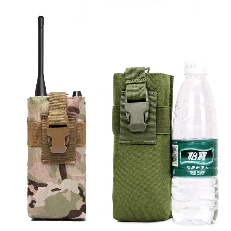 Portable Molle Walkie Talkie Bag Tactical Radio Holder Outdoor Nylon Water Bottle Pouch for Camping Hiking