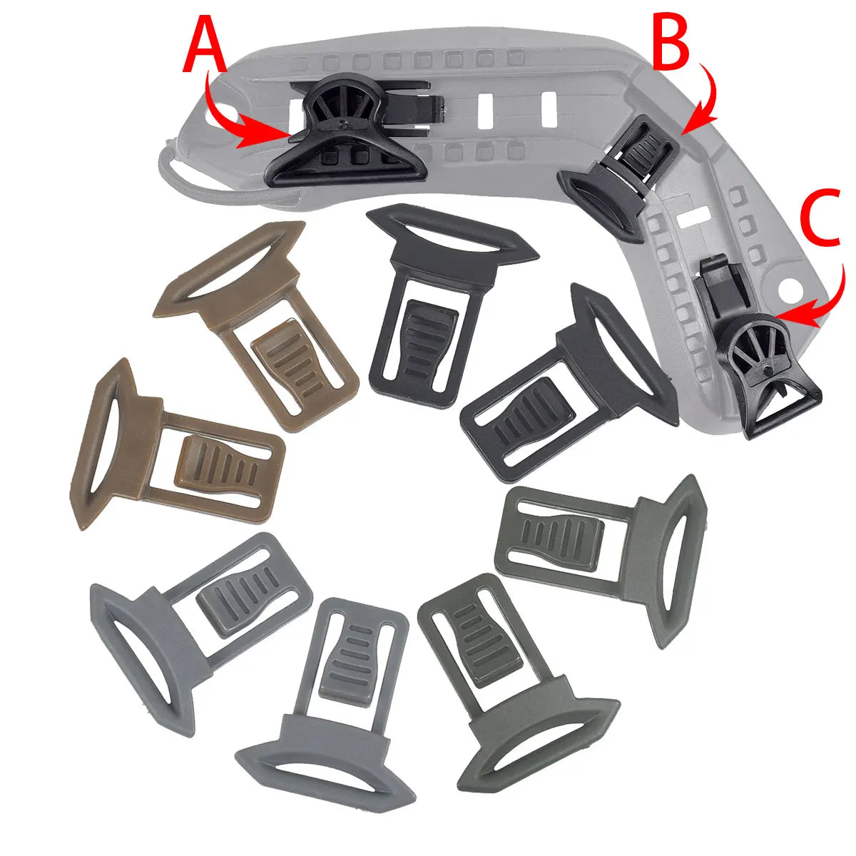Tactical NV Rotating Clamp Helmet Rail Adapters Hunting Nylon Fast Goggles Rail Swivel Clips Set Adapter Helmet Accessories