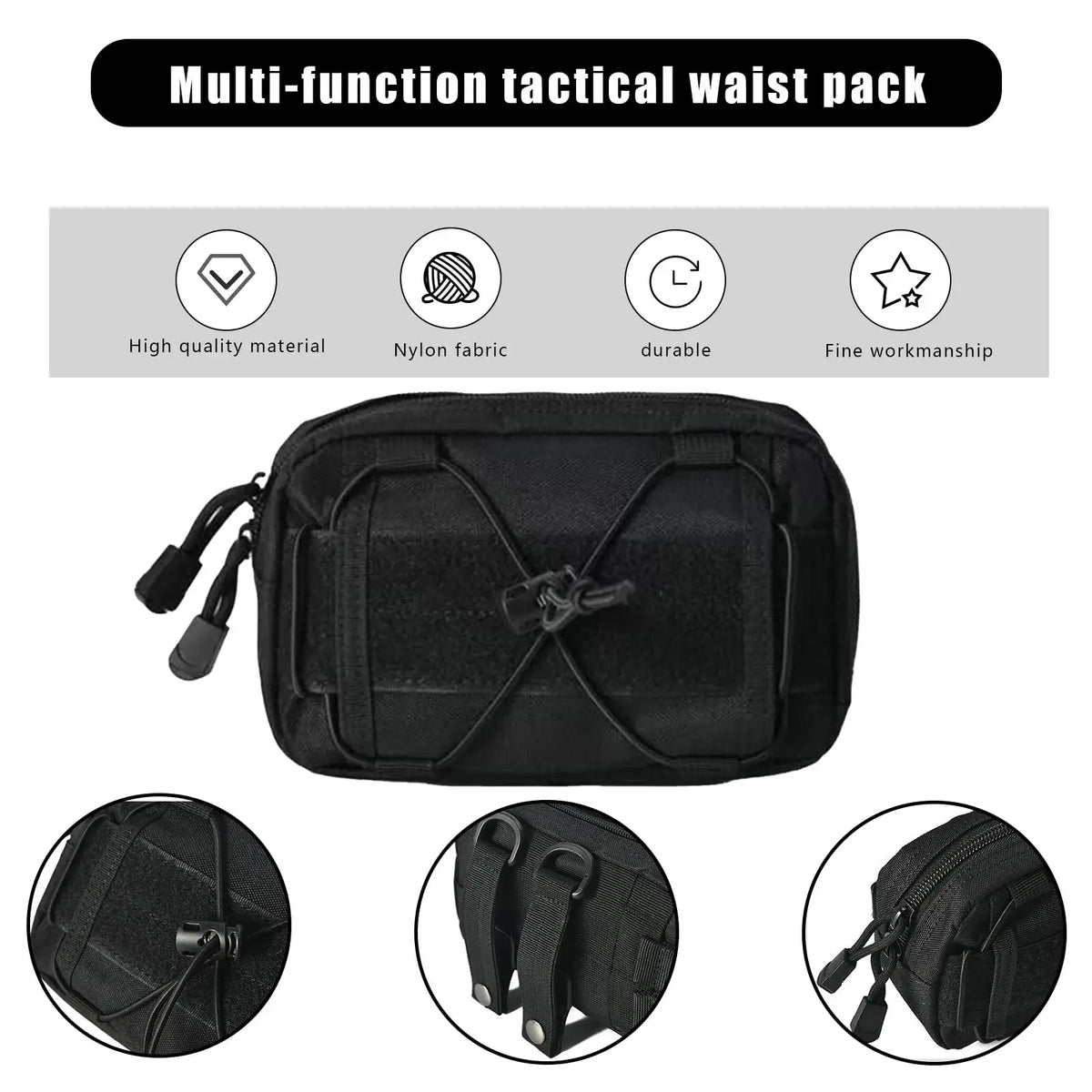 Tactical Molle Horizontal Admin Pouch Compact 1000D Utility EDC Tool Bag