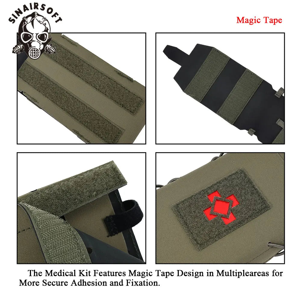 SINAIRSOFT Tactical Molle Ifak Pouch 500D Nylon Water-Resistant Medical First Aid Pouch with Red Cross Patch for Vest Backpack