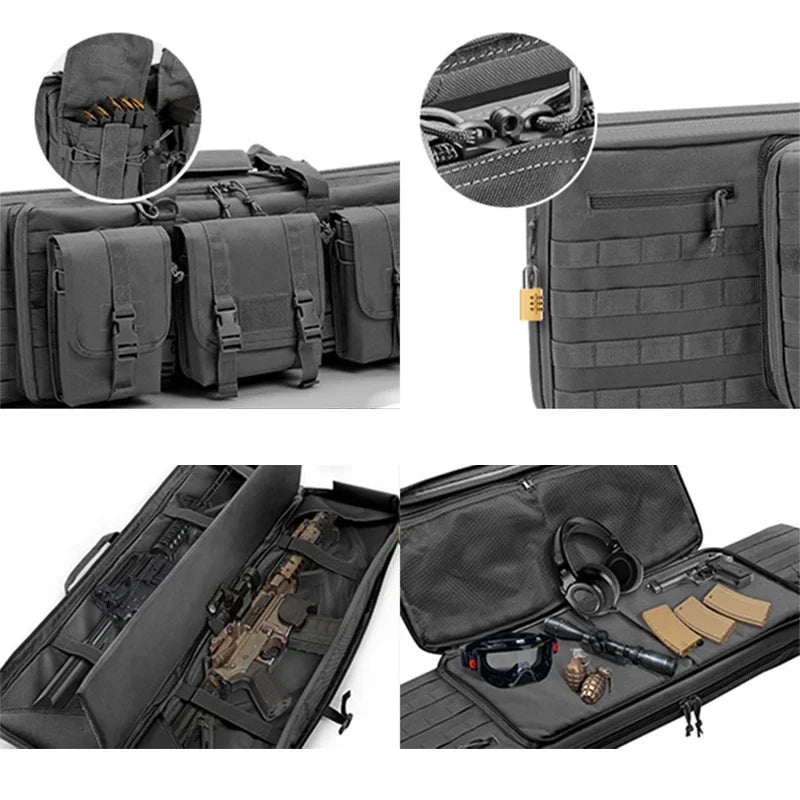 Double Ri-fle Case Zipper Lock Molle System Backpack Soft Padded G-un Range Bag for Hunting Accessories Fishing Rod Case