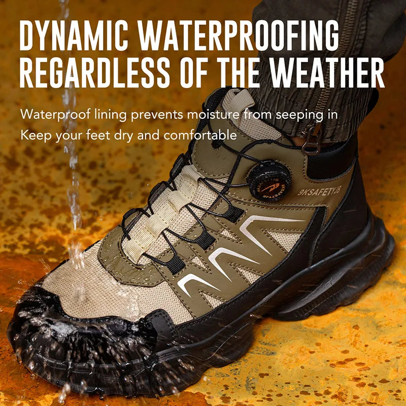 Rotation button Work Safety Boots Men Steel Toe Work Shoes Anti-smash Anti-puncture Protective Men Safety Shoes Size 47 48