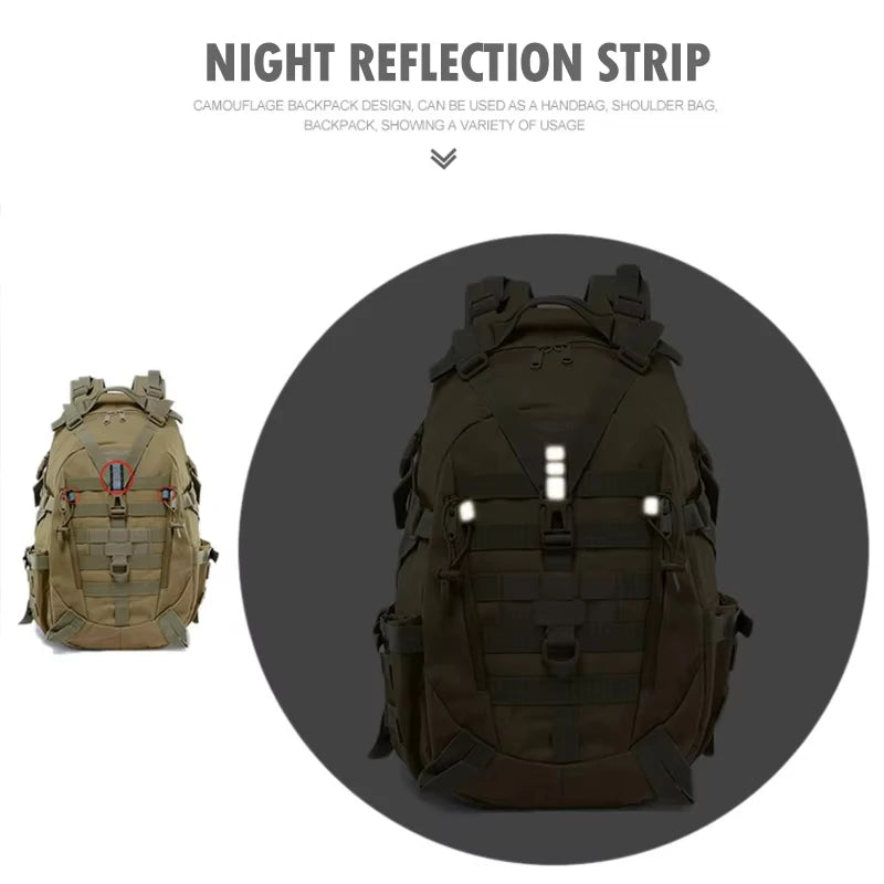 Tactical Travel Backpack for Men Hiking Day Pack Molle Rucksack Trekking Fishing Traveling Outdoor 14inch Laptop Camping Bag