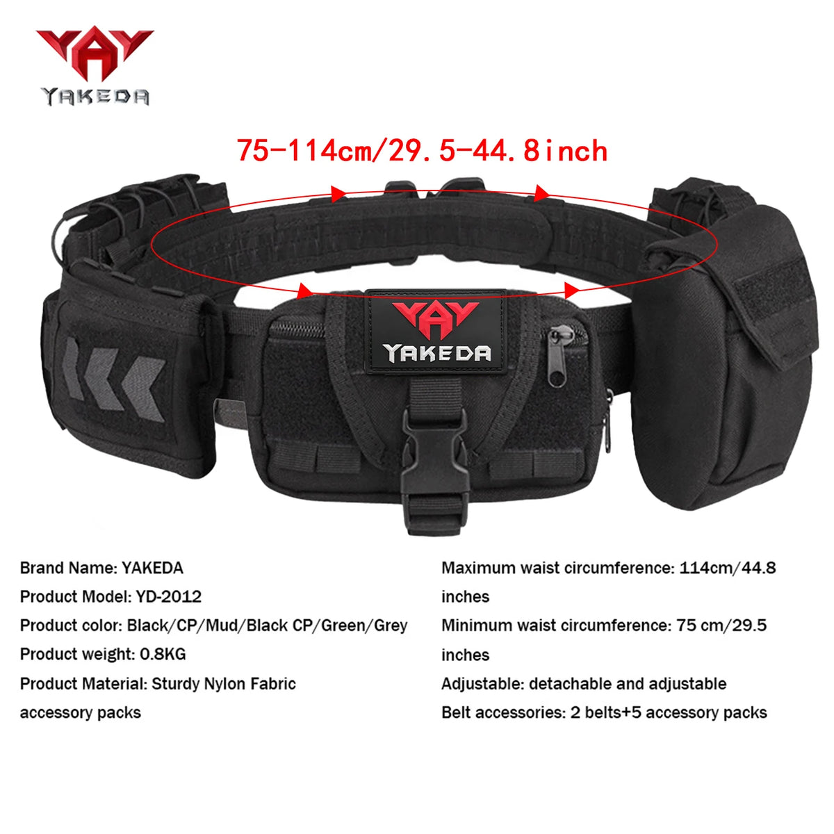 YAKEDA modular waistband with multiple attached straps, quick release buckle, detachable, and reconstituted fabric, durable