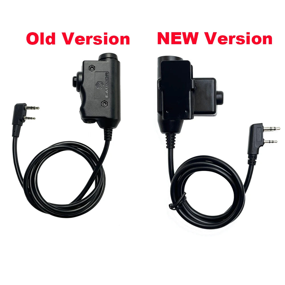 EARMOR Tactical PTT Tactical Headset Button activated push-to-talk PTT adapter M51 and AUX radio interface KENWOOD