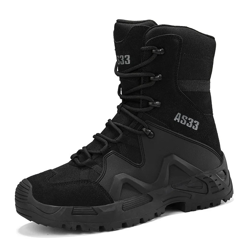 High Top Men’s Lace Hiking Boots 8 Inches Lightweight Combat Boots Durable Suede Leather Work Boots Desert Shoes