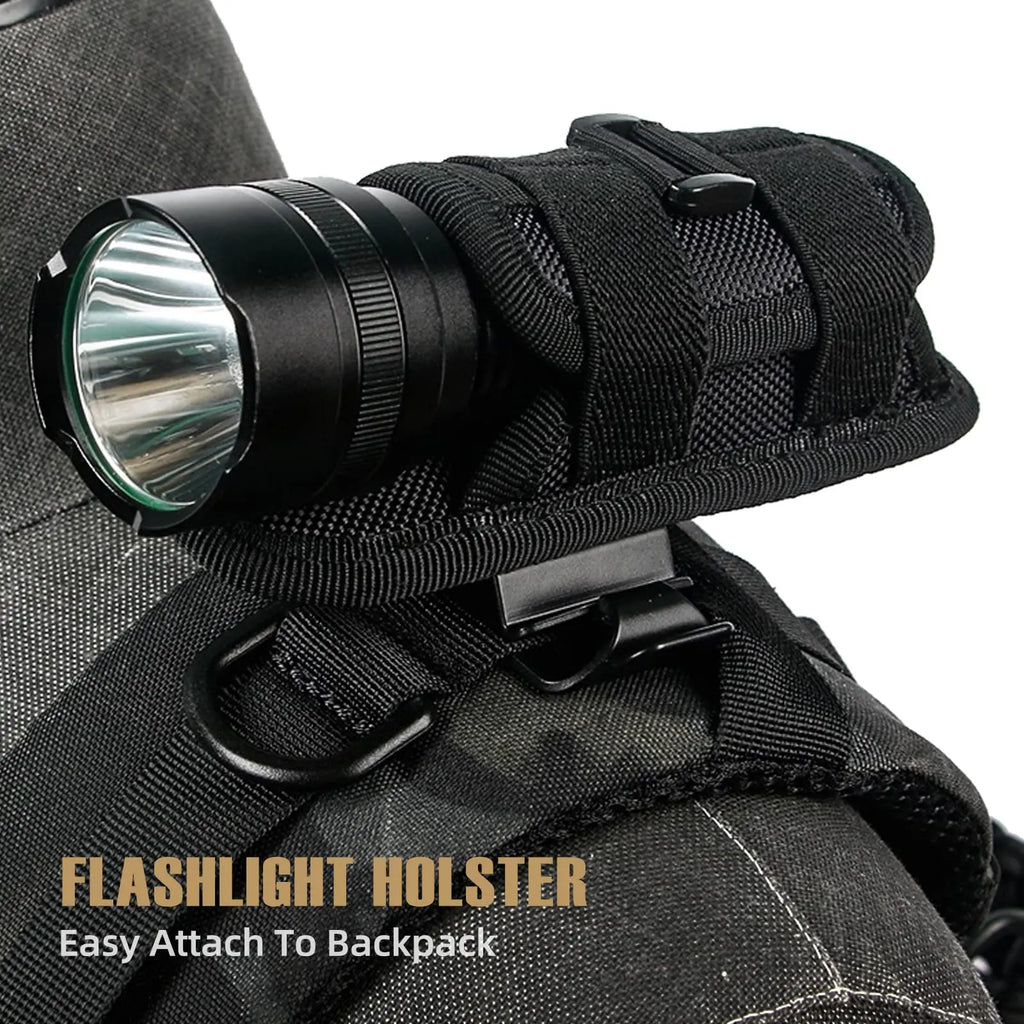 Tactical Flashlight Pouch Holster, Rotatable Flashlight Holder Belt Clip Tactical Torch Carry Case with 360 Degree Carabiner