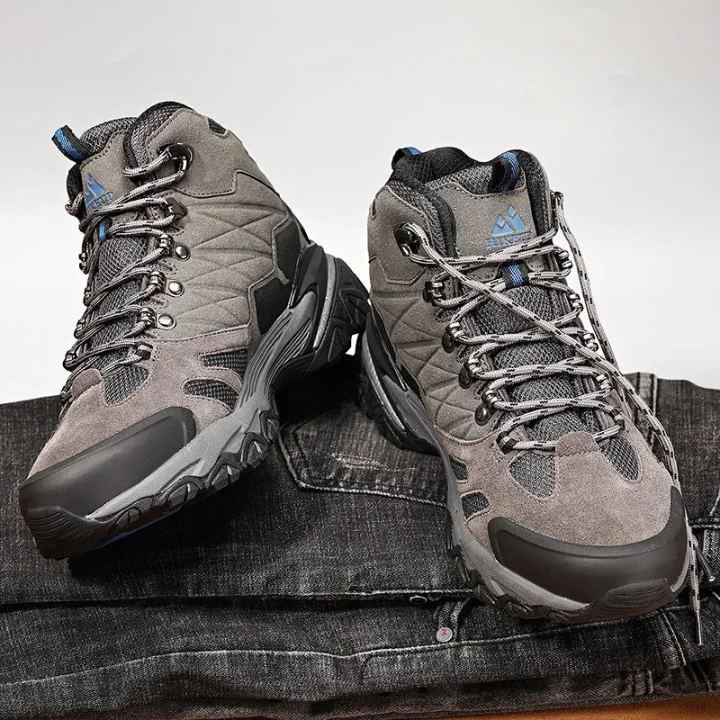 HIKEUP Brand Professional Outdoor Hiking Boot Genuine Leather Trekking Mountain Sneakers Camping Men Shoes Tactical Hunting Boot