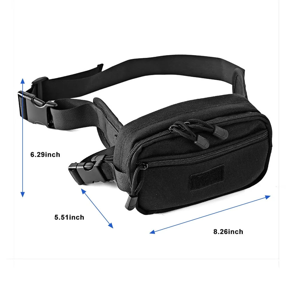 800D Oxford Fabric Fanny Bag Tactical Men Chest Bag with Hidden Holster Pocket Waist Bag for Outdoor Hunting Camping Hiking