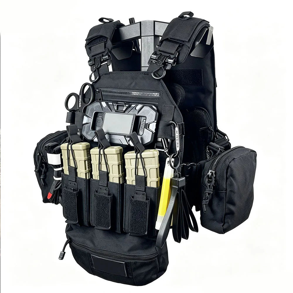 Men's Tactical Combat Vest with FAST Helmet Full Set of Airsoft Cosplay Prop for CS Games Halloween Party Cos Role‑Play Training
