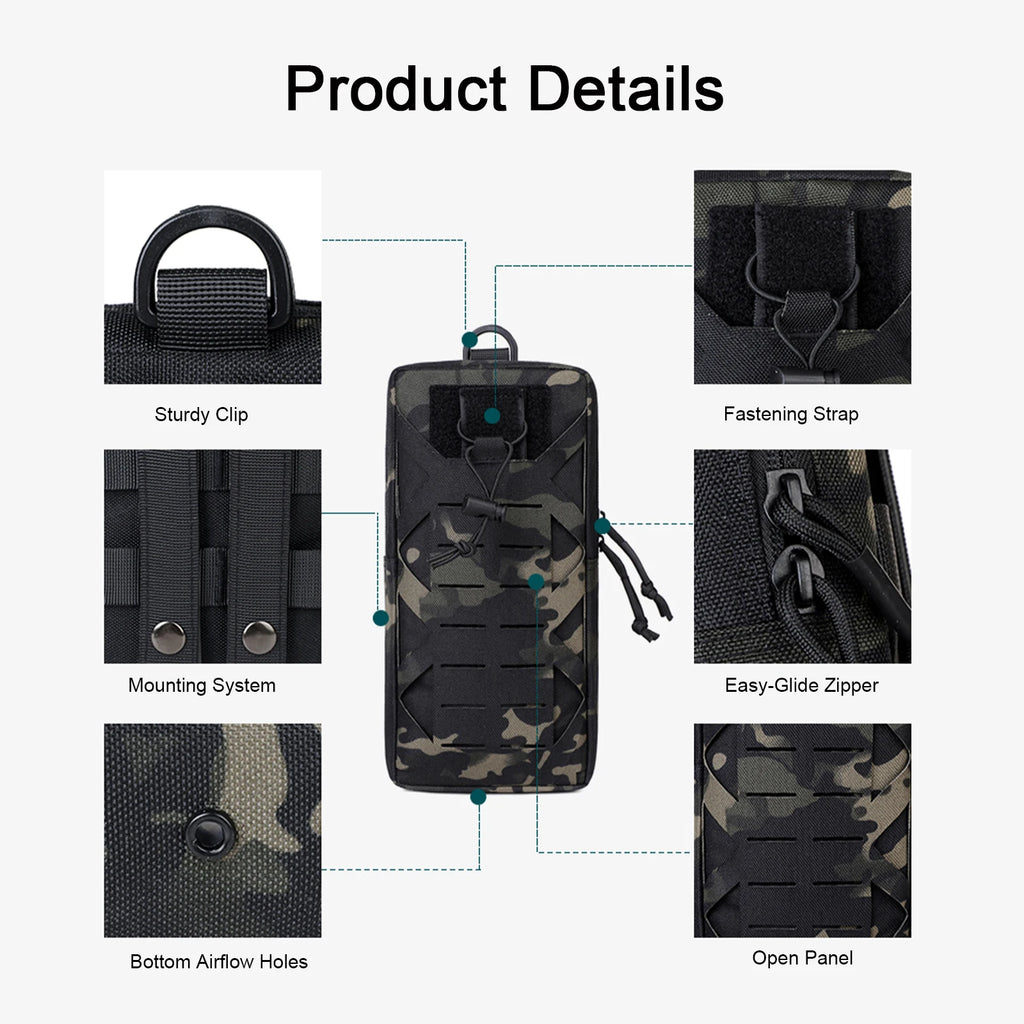 Molle Utility Tool Pouches with Drainage Hole Quick-Release Waist Belt Bag Tactical EDC Pouch Gadget Organizer Pocket for Campin