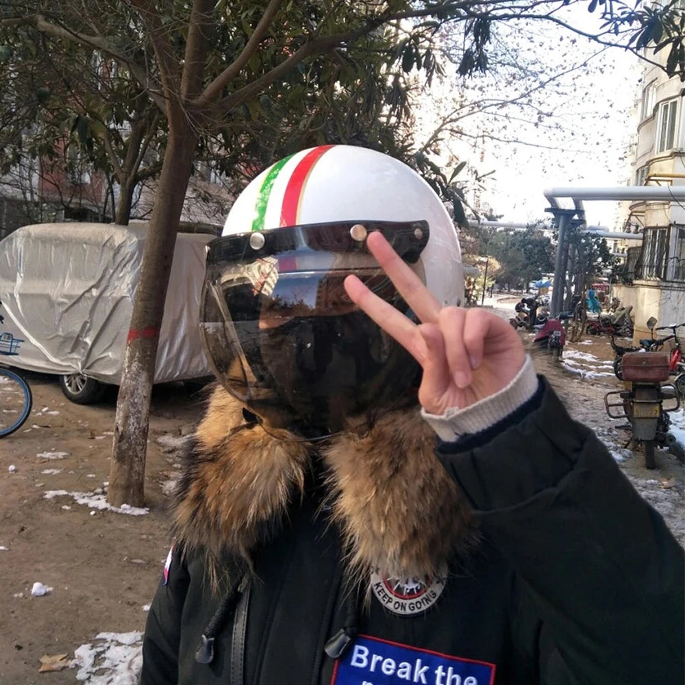 Bright High Strength Multicolor Motorcycle Helmet Bubble Visor Helmet Accessories Open Face Flip Up