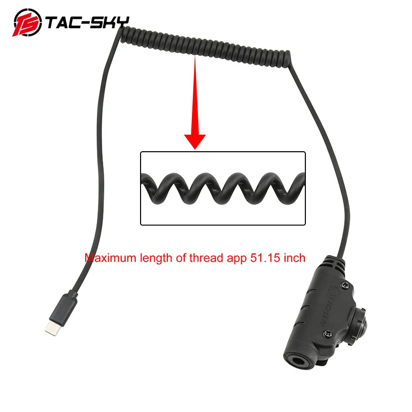 TS TAC-SKY Tactical Headset Accessory PTT Adapter U94 V2 PTT with Type-C Plug Compatible with Apple 16, 17 and Samsung phones