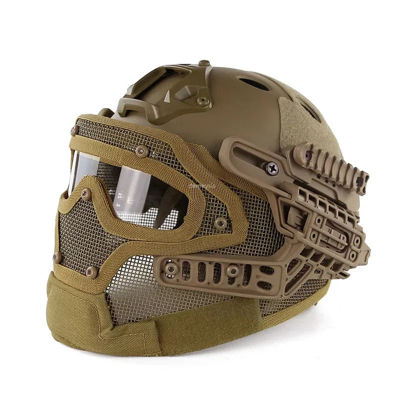 Full Covered Tactical Helmet HD Lens Airsoft Paintball Sports Protective Helmets  Combat CS Shooting Safety Helmet