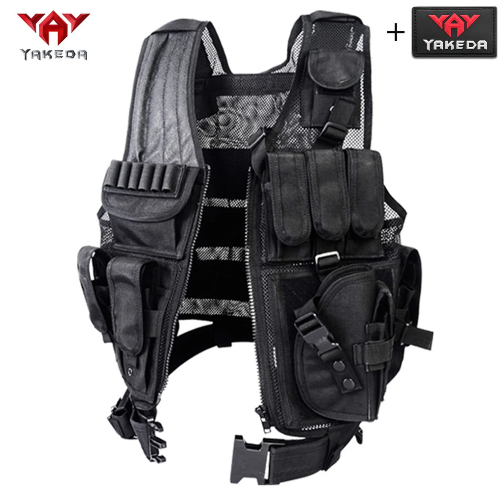 YAKEDA breathable mesh hunting vest MOLLE modular multi device bag vest adjustable for outdoor hunting sports