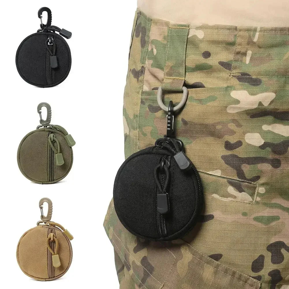 Mini EDC Tool Pouch Hunting Accessories Keychain Zipper Holder Earphone Key Wallet Coin Purses Utility Outdoor Hiking Waist Bag
