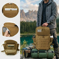 45L Large Capacity Tactical Hunting Backpack For Men With MOLLE Webbing System Dual Cup Holders Outdoor Survival Hiking Camping Rucksack For Wilderness Trip Travel Daily Work Commute Outdoor Camping Activities Gear Storage Backpack