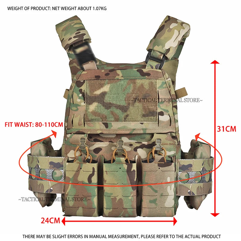 Ferro V5 FCPC Tactical Plate Carrier Quick Release Portable Body Armor Molle Airsoft Hunting Vest with 556 Triple Magazine Pouch