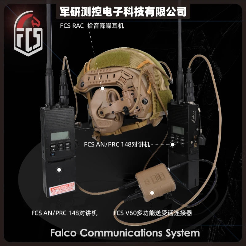 NEW FCS-TACTICAL V60 PTT Multiple Functions Two Communication Channels for AMP Headset and PRC148 152 Radios