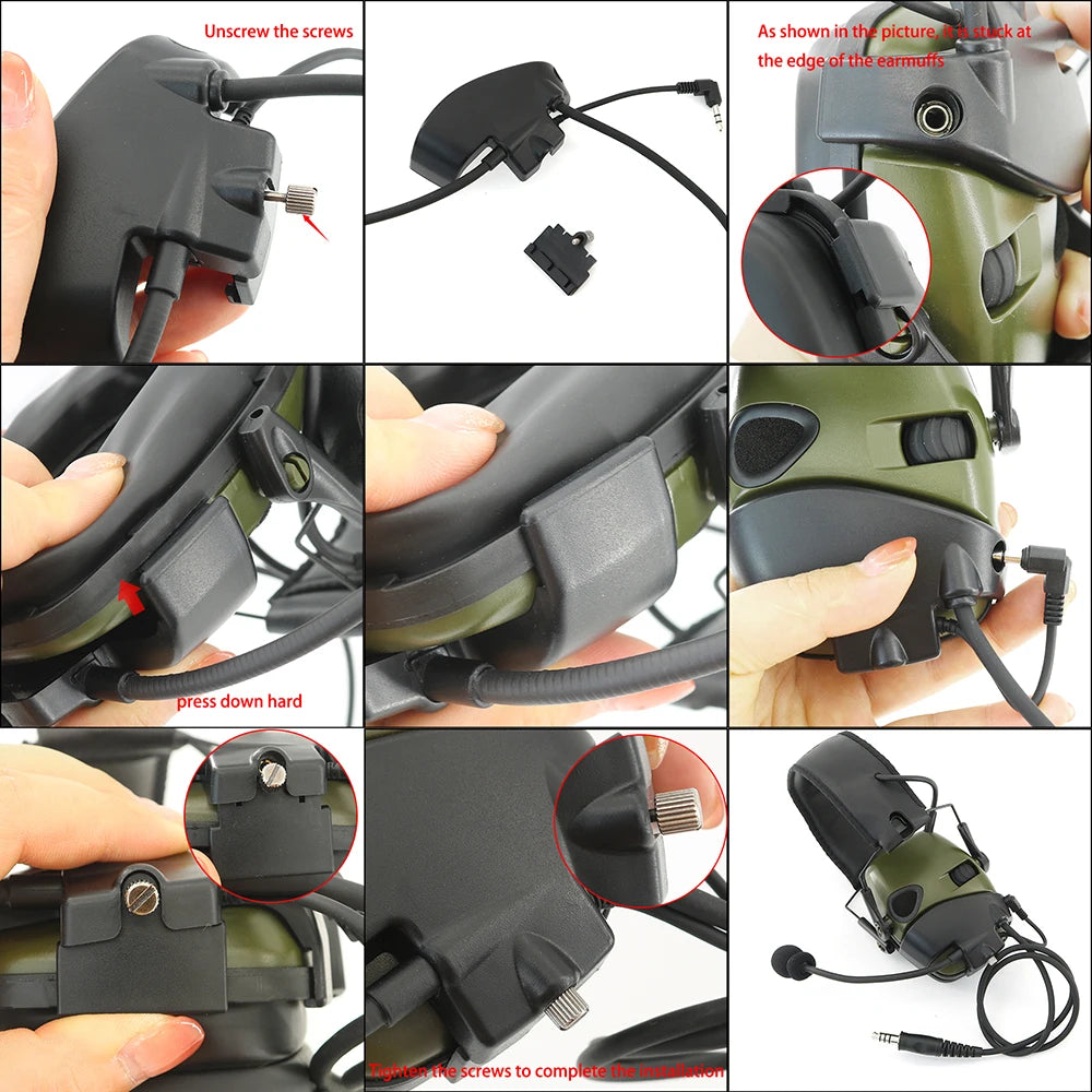 Electronic Shooting Headset Helmet Mounted Version Hunting Pickup and Noise Reduction Tactical Headset with External Mic Kit