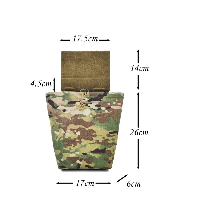 Tactical Dump Pouch Airsoft EDC Molle Foldable Pouch Gear Multicam Lower Hanging Recycling Plate Carrier Abdominal Bag