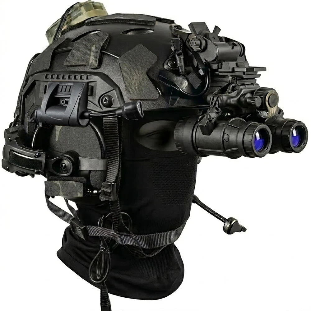 Tactical FAST Helmet Set with NVG Model Headset & Signal Light Adjustable Airsoft Military Gear for Cosplay Shooting Hunting