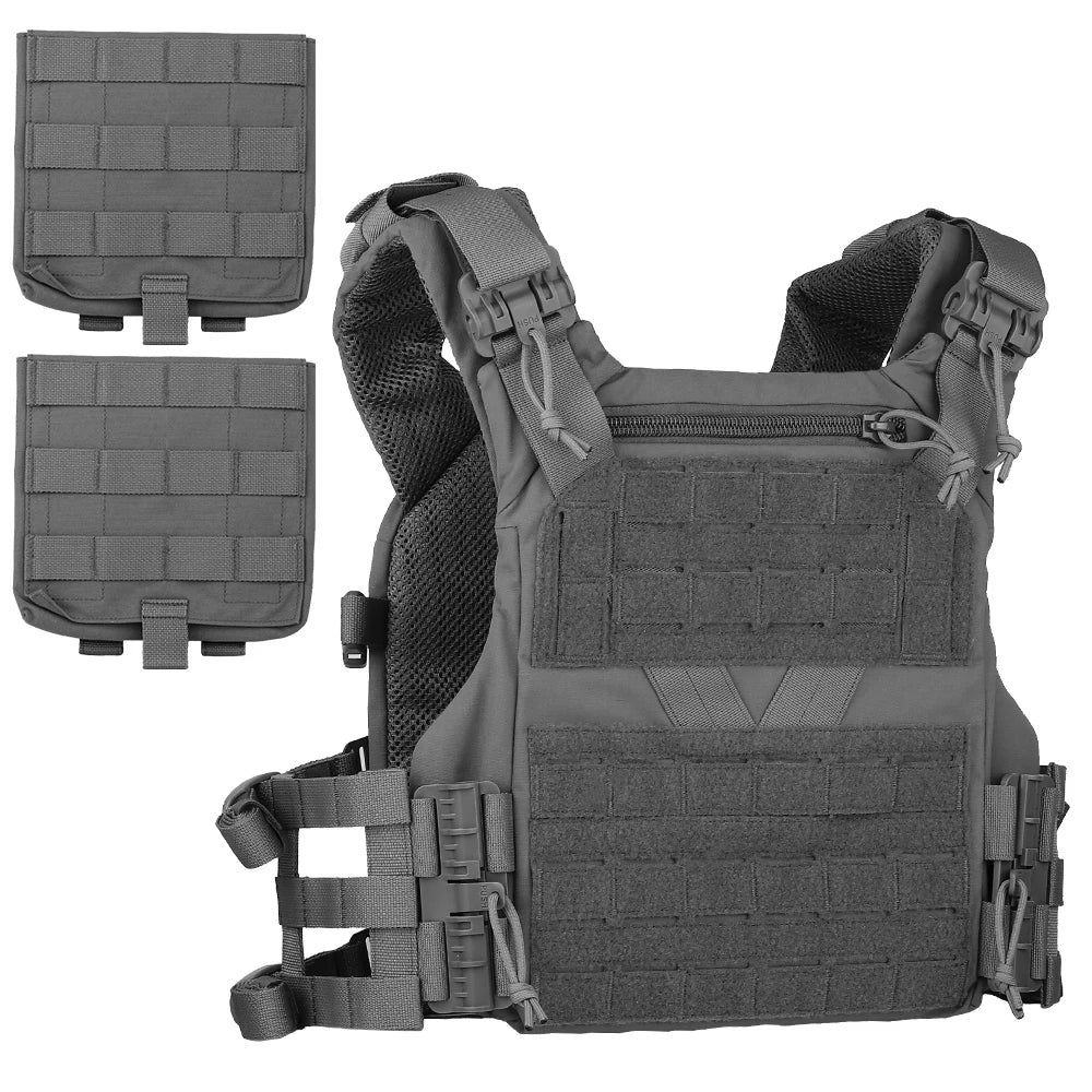 Full-Size Tactical Plate Carrier Vest Hunting Lightweight Mesh Comfort Body Armor MOLLE Quick Release Airsoft Combat Gear