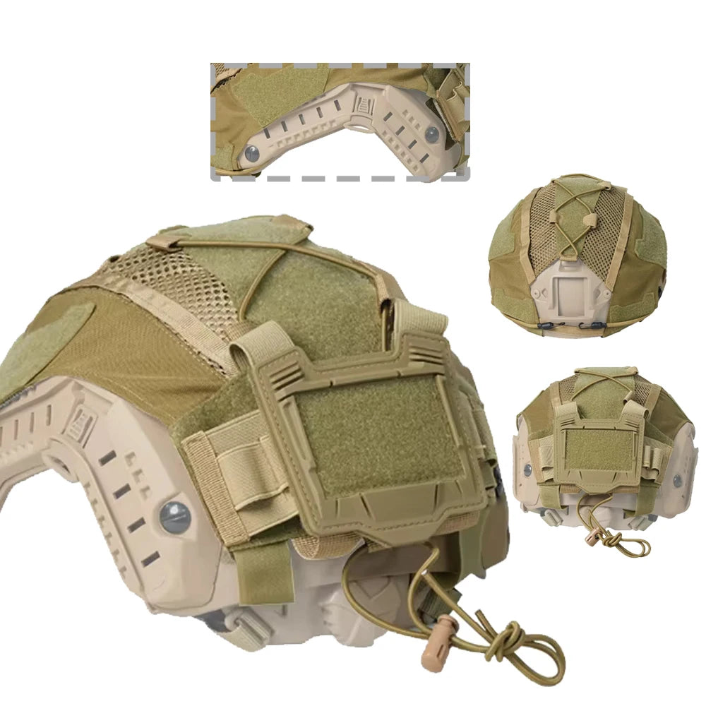 BOOIU Tactical Helmet Cover With Pocket Bag Removable Battery Box Balance Bag CS Hunting Fast Helmet Bag Protection Accessories
