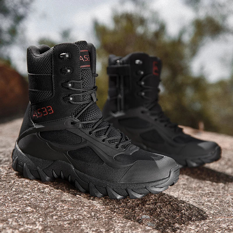 New Men High Quality Brand Leather Boots Tactical Desert Combat Boots Men's Outdoor Hiking Shoes Work Safty Ankle Boots