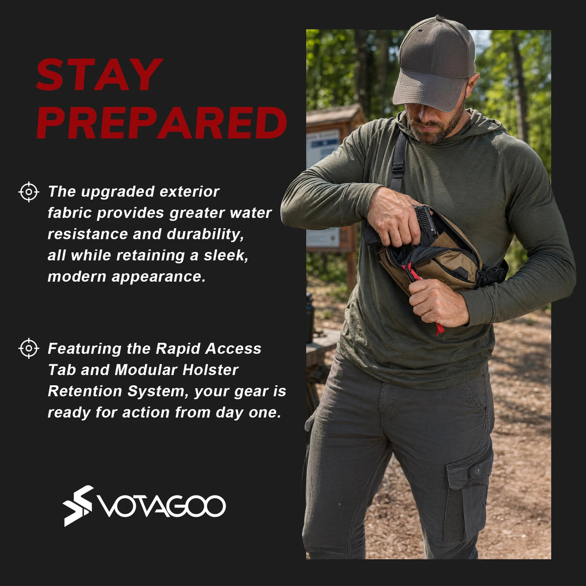 VOTAGOO Concealed Carry Waist Bag Tactical Hidden Belt Pouch EDC for Men Women Outdoor Travel Hiking Camping