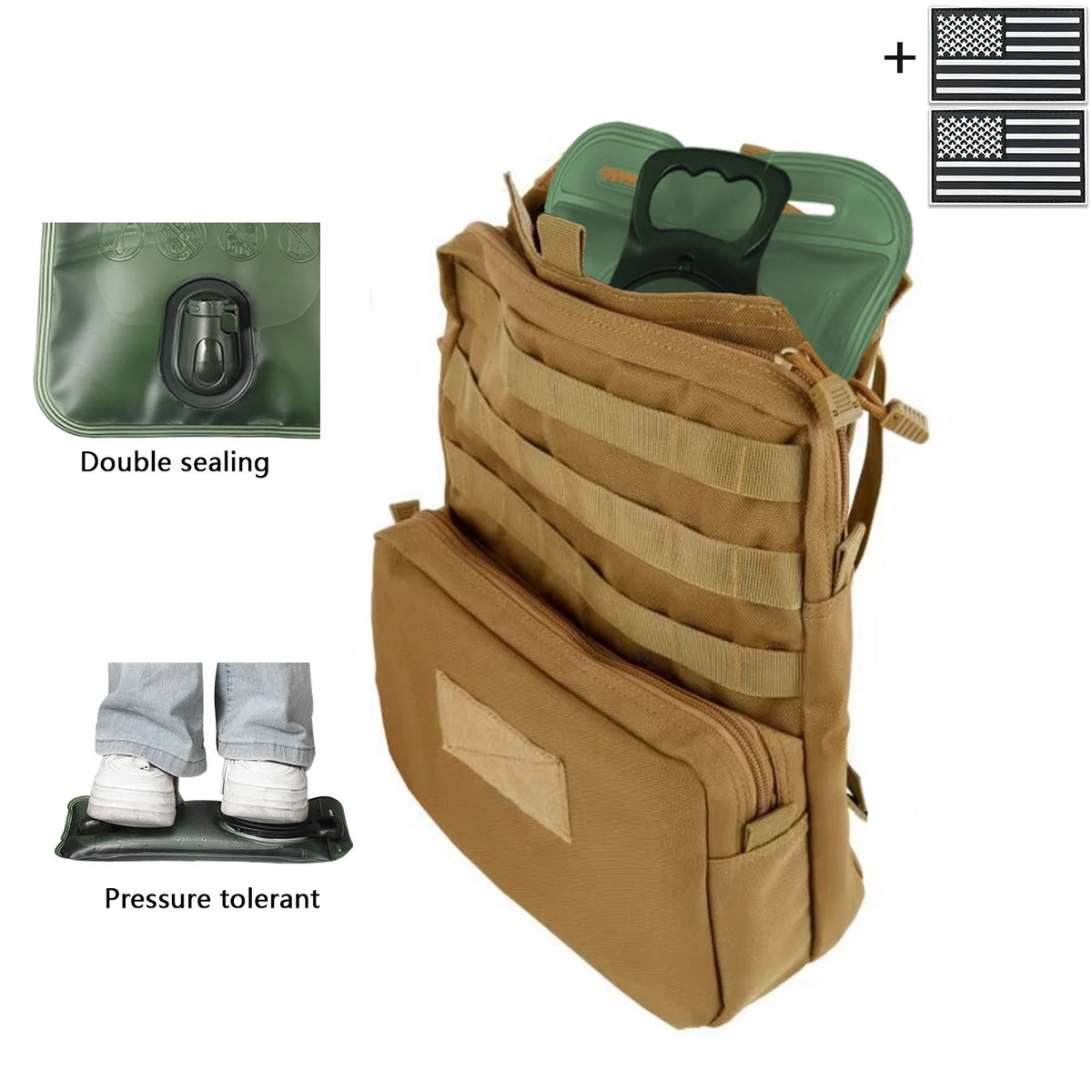 Outdoor Hunting Water Bag Set 2L Large Capacity Drinking Water Bag Portable Water Storage Bag for Hiking and Cycling