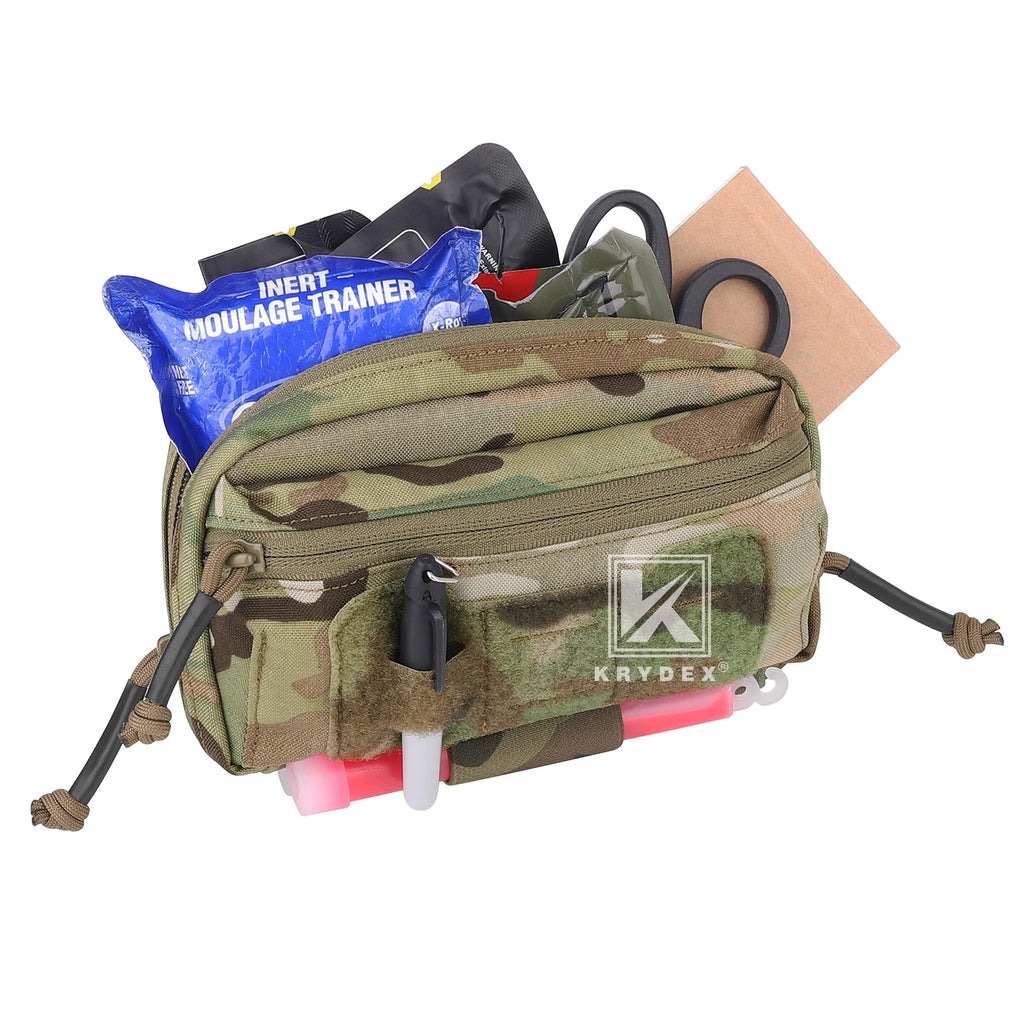 KRYDEX Tactical Admin Pouch MOLLE Utility Pouch Front Pocket with Chemlight Holder for Vest and Chest Rig Hunting Outdoor Bag
