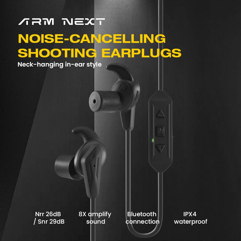 N10 Shooting Ear Protection –Black -Hearing Enhancement & Noise Isolation Bluetooth Earbuds – 5X Hearing Protection for Shooting