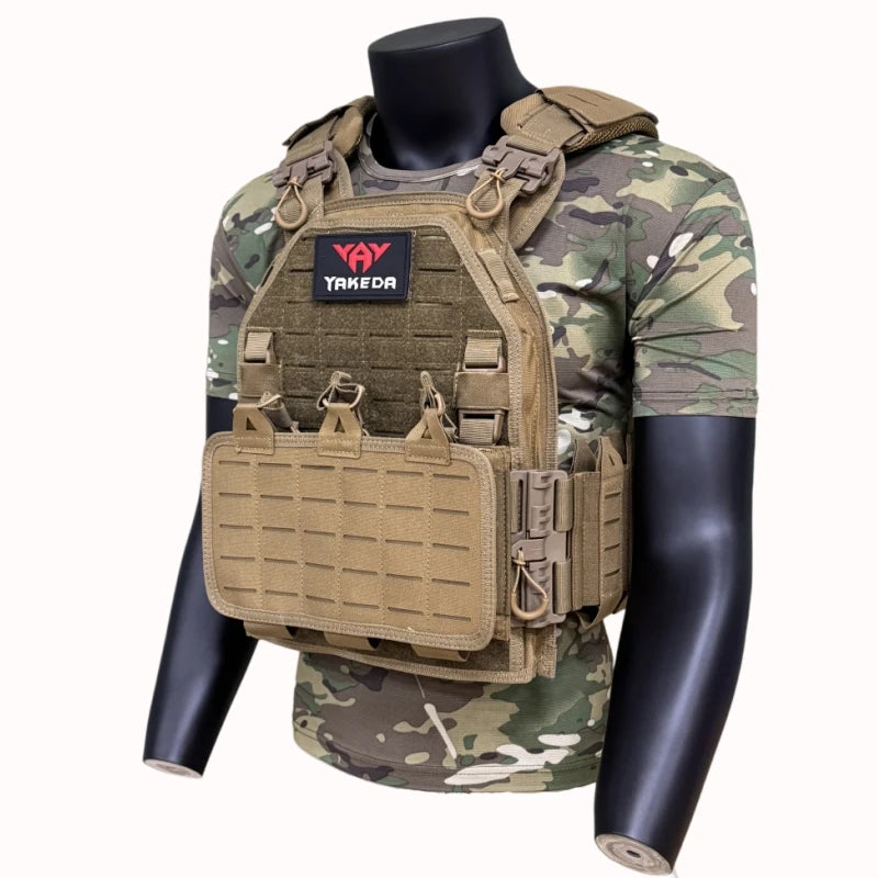 yakeda 6094 Laser Cut Tactical Vest Lightweight Breathable Quick Release Molle Combat Protective Vest for Men