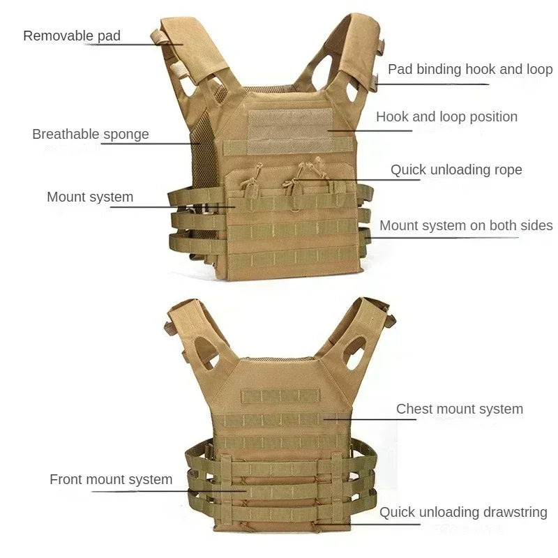 Outdoor Hunting Body Armor JPC Molle Plate Carrier Vest Combat Protection 600D Nylon Camo Tactical Vest CS Hunting Waistcoat