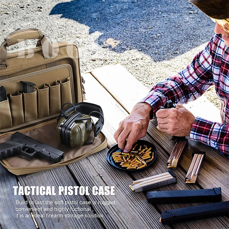 Tactical Gun Case Shooting Range Bag Hunting Accessories Molle System Magazines Lockable Compartment Multiple Pockets Laptop