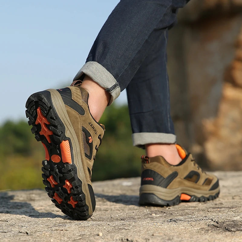 Men Hiking Shoes Suede Leather Outdoor Shoes Wear-Resistant Men Hiking Hunting Tactical Sports Shoes