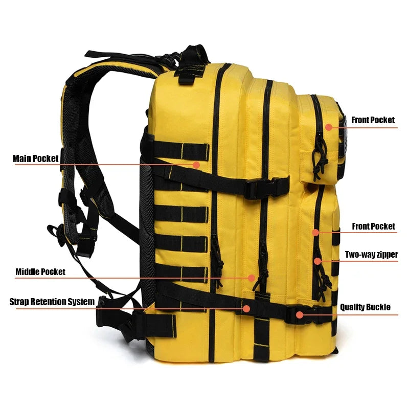 Outdoor 45L GYM Fitness Style Backpacks for Men/Women Tactical Training Molle Survival Bag Hiking Trekking Rucksack School Bag