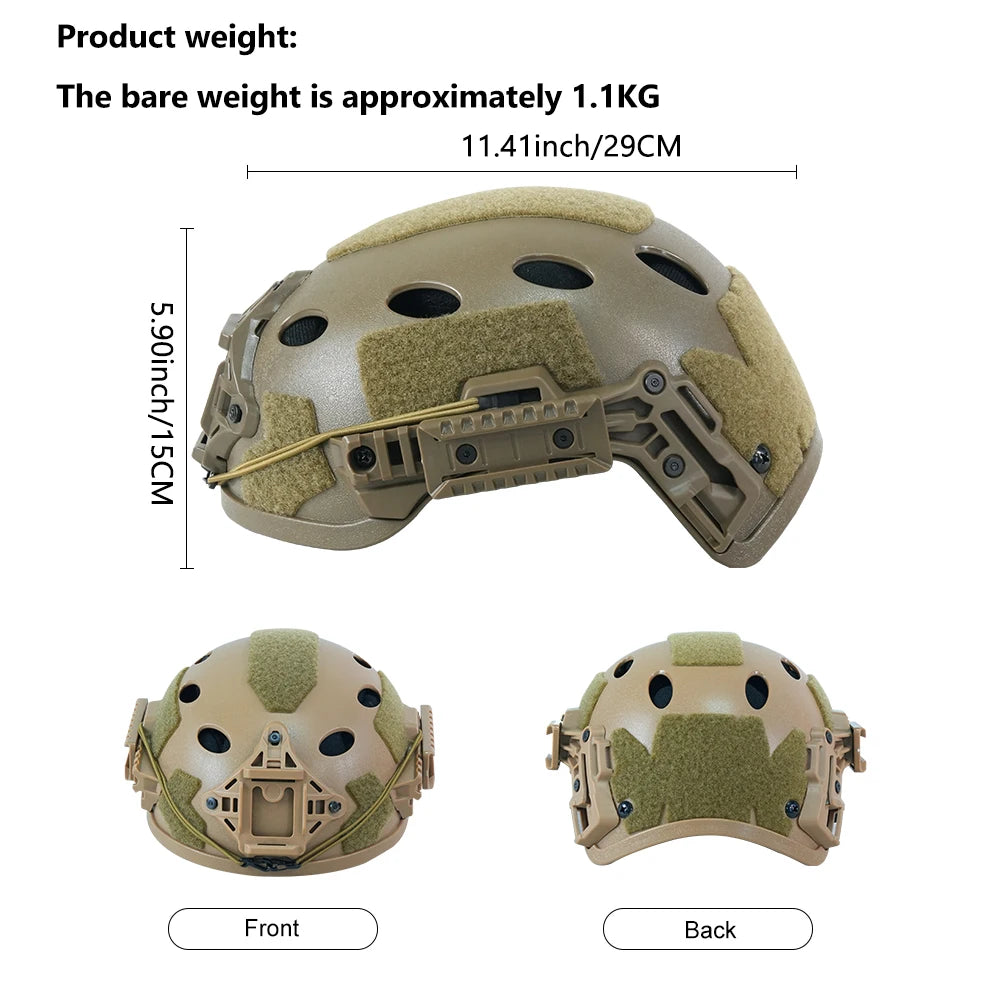 BOOIU Tactical PJ Helmet High Cut Iraqi 50-53CM Children's Helmet With Wendy Rail Outdoor Sports Hunting Protection Equipment