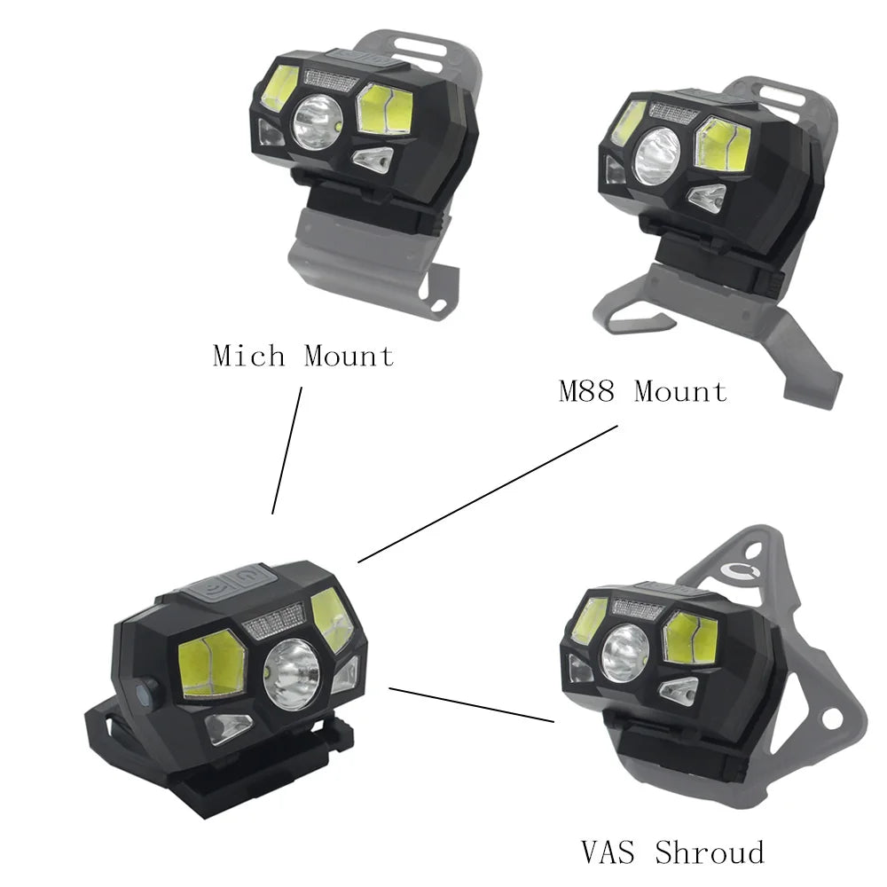 Fwoyonze Tactical FAST MICH Helmet Light Induction Headlamp USB Charging Waterproof Signal Lamp Hunting Fishing HeadLight