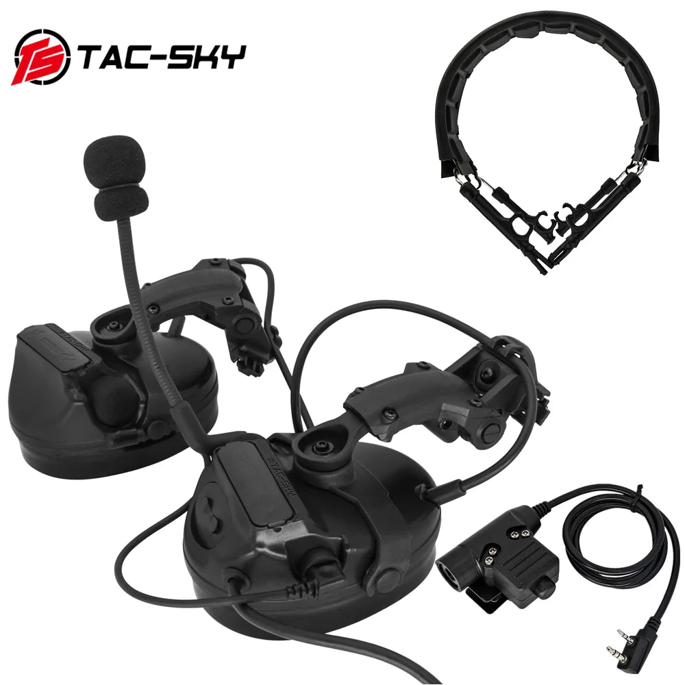 TS TAC-SKY Tactical Headset Set With ARC Rail Adapter And Removable Headband For Hearing Protection Hunting Shooting