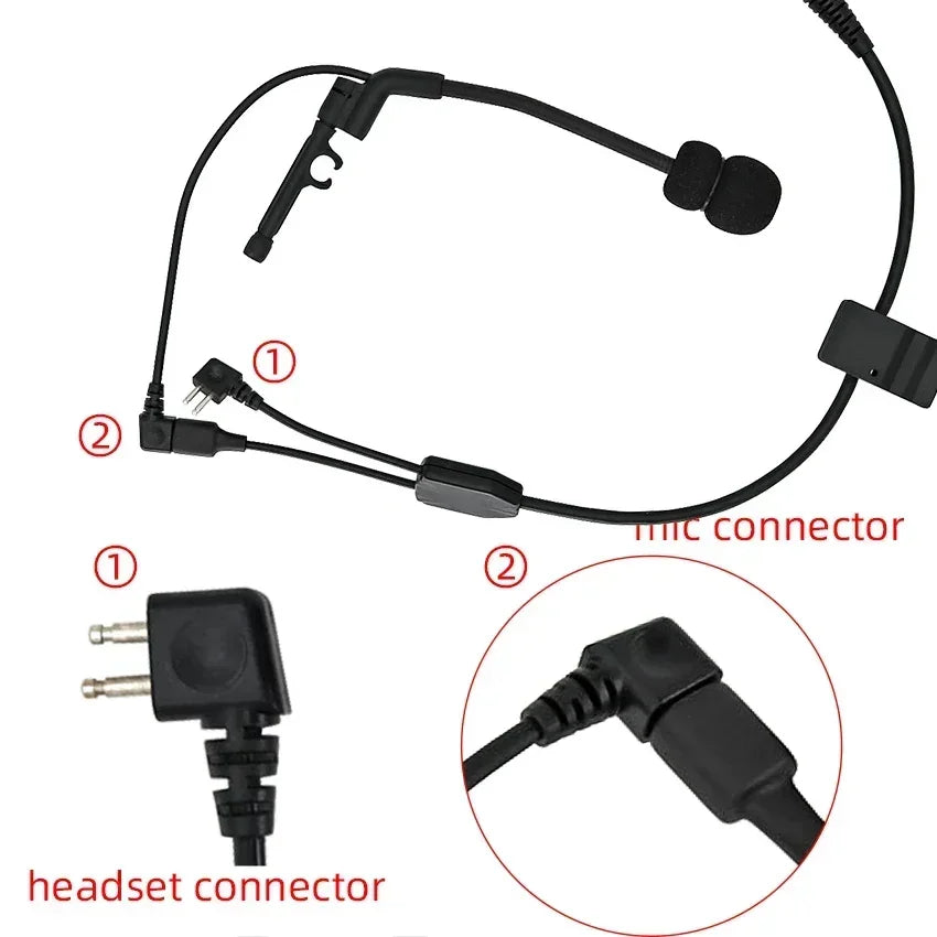 Tactical Walkie-talkie Headphones Adapter Y-line Kit with Tactical 94 Ptt & Headset Mic for COMTAC Tactical Shooting Headset