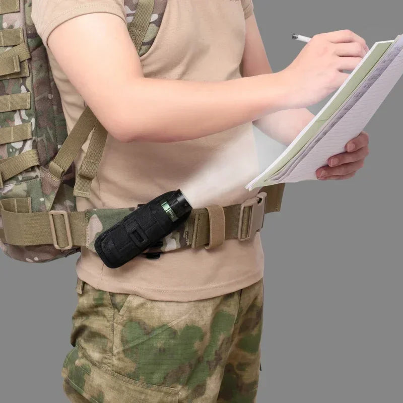 Molle flashlight bag, 360 degree rotatable flashlight cover, hunting lighting accessories, survival kit