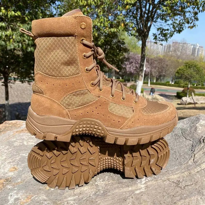 Summer Mesh Breathable Men's Wear-Resistant High-Top Zipper Puncture-Proof Desert Boots