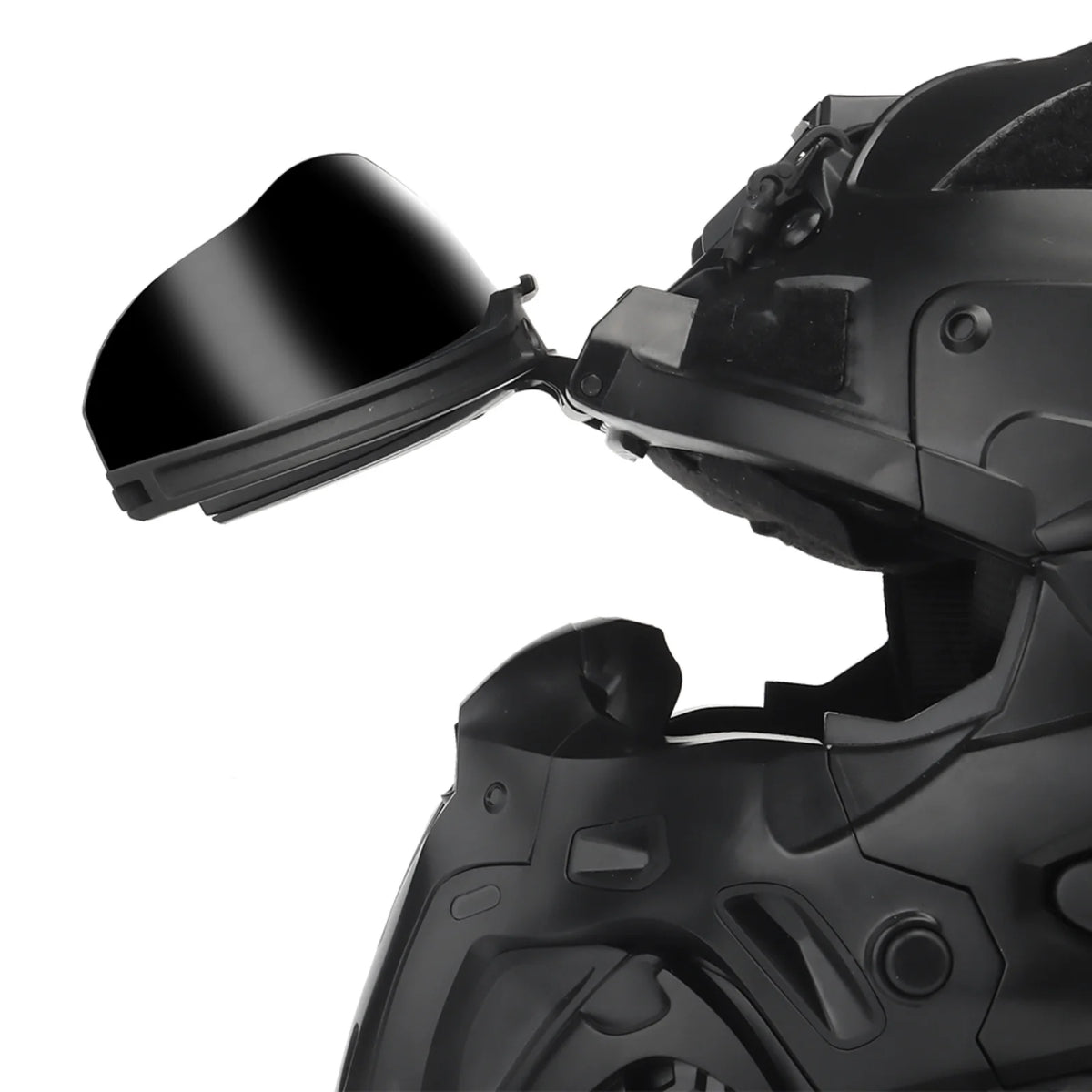 Assault I Airsoft Helmet Full Face Tactical Helmet with HD Headset Anti-Fog Fan 2 Pairs Lens Flip Mask for Outdoor CS